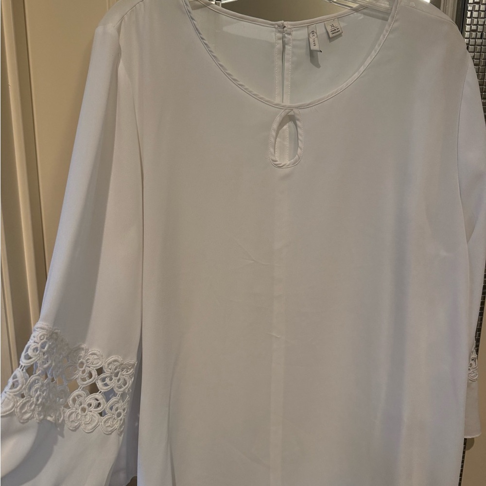Cato White Blouse with Lace Detail